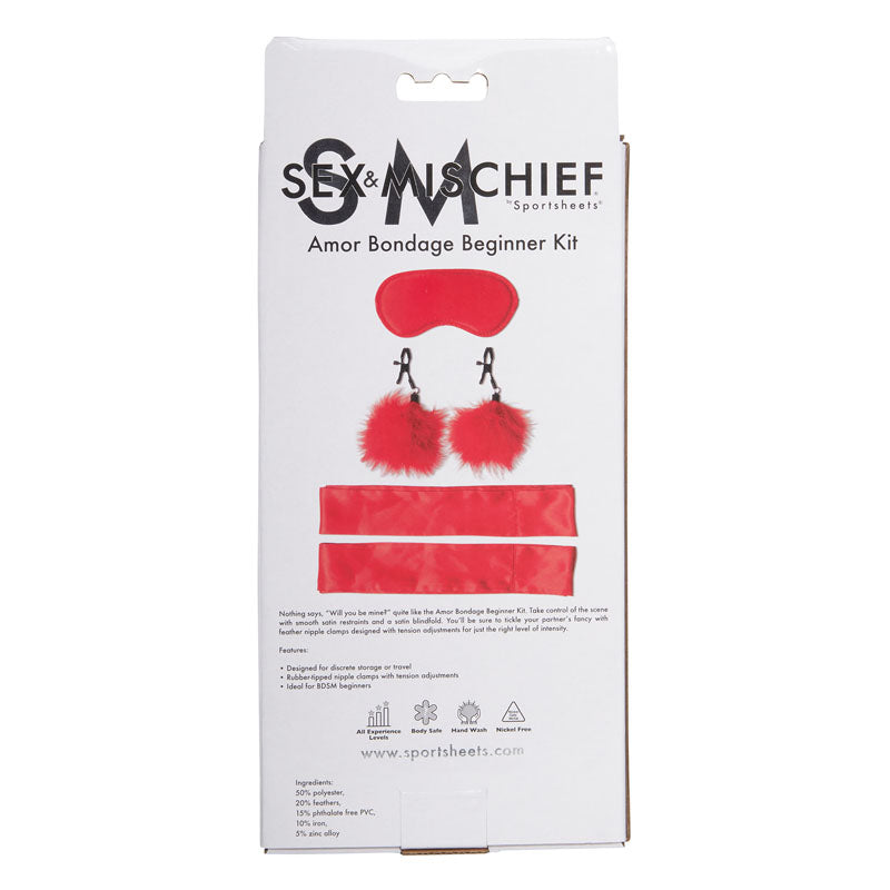 Sportsheets Sex & Mischief Amor Bondage Beginner Kit - Red - 5 Piece Set