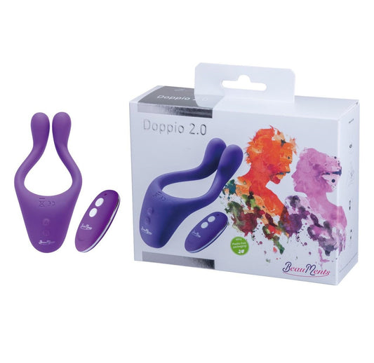 St Rubber | BeauMents Doppio 2.0 Purple - Couples Vibrator w Remote