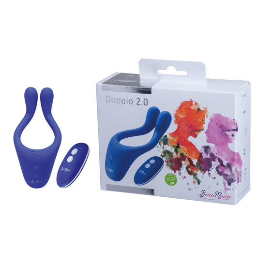 St Rubber | BeauMents Doppio 2.0 Blue - Couples Vibrator w Remote