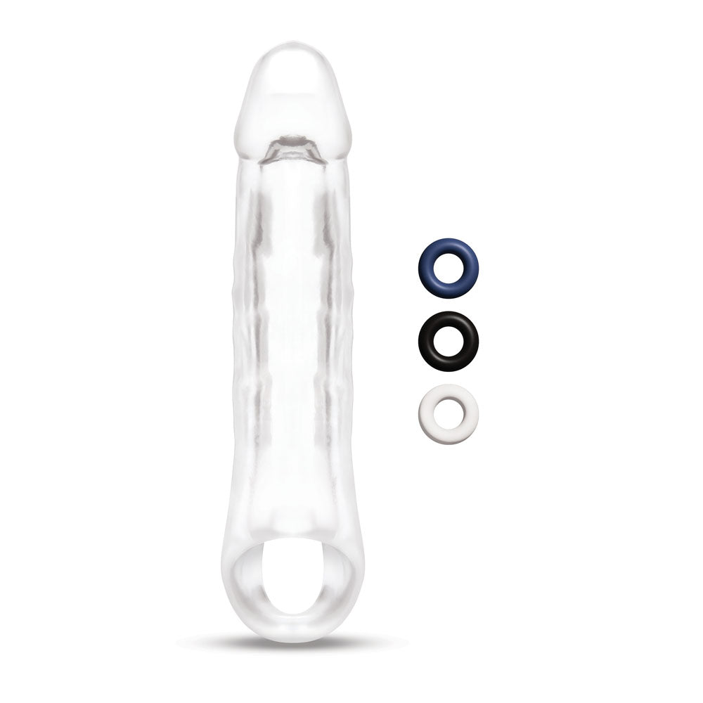 Size Up 2" See-Thru Penis Extender with Ball Loop - Clear 5cm Penis Extension Sleeve