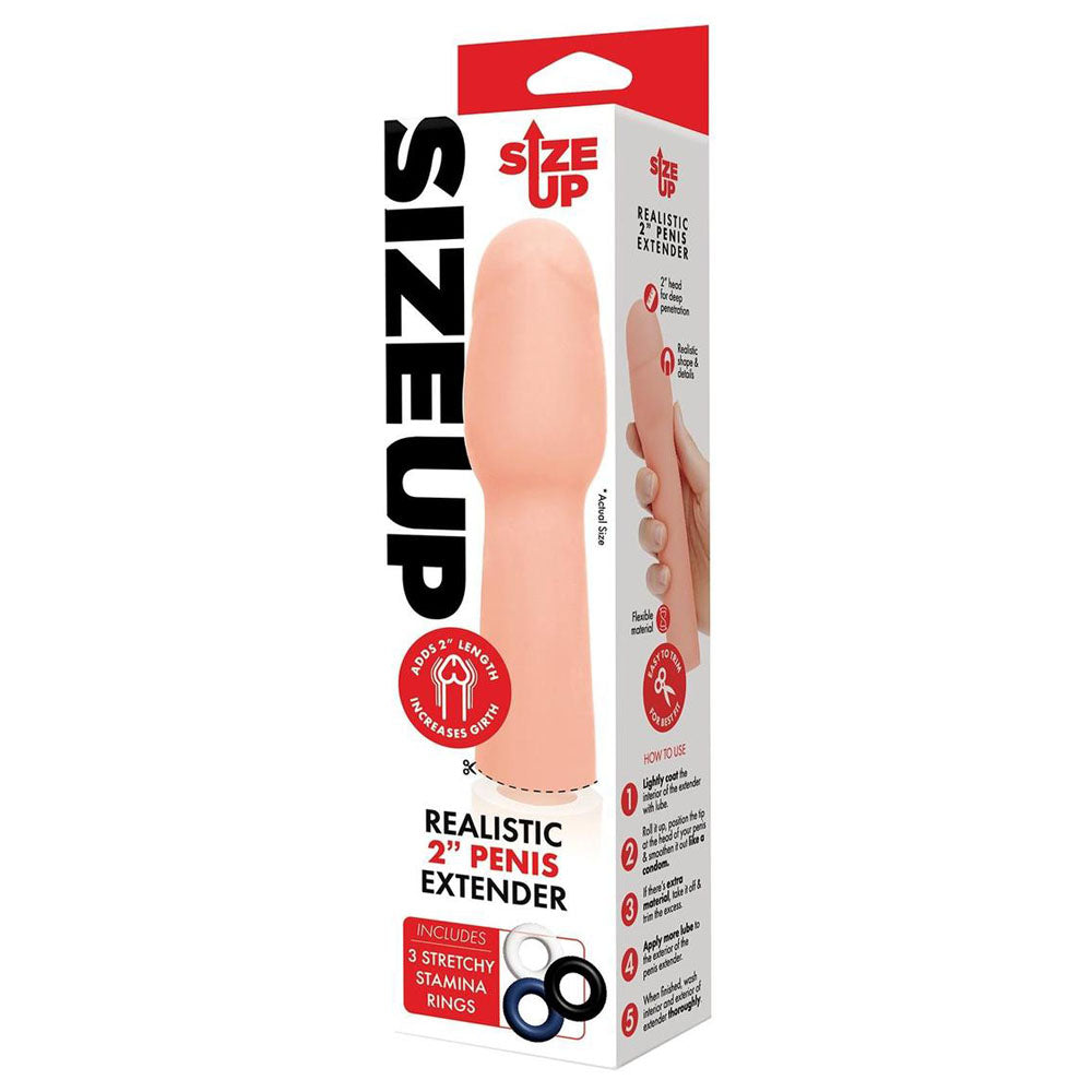 Size Up Realistic 2" Penis Extender - Flesh 5cm Penis Extension Sleeve