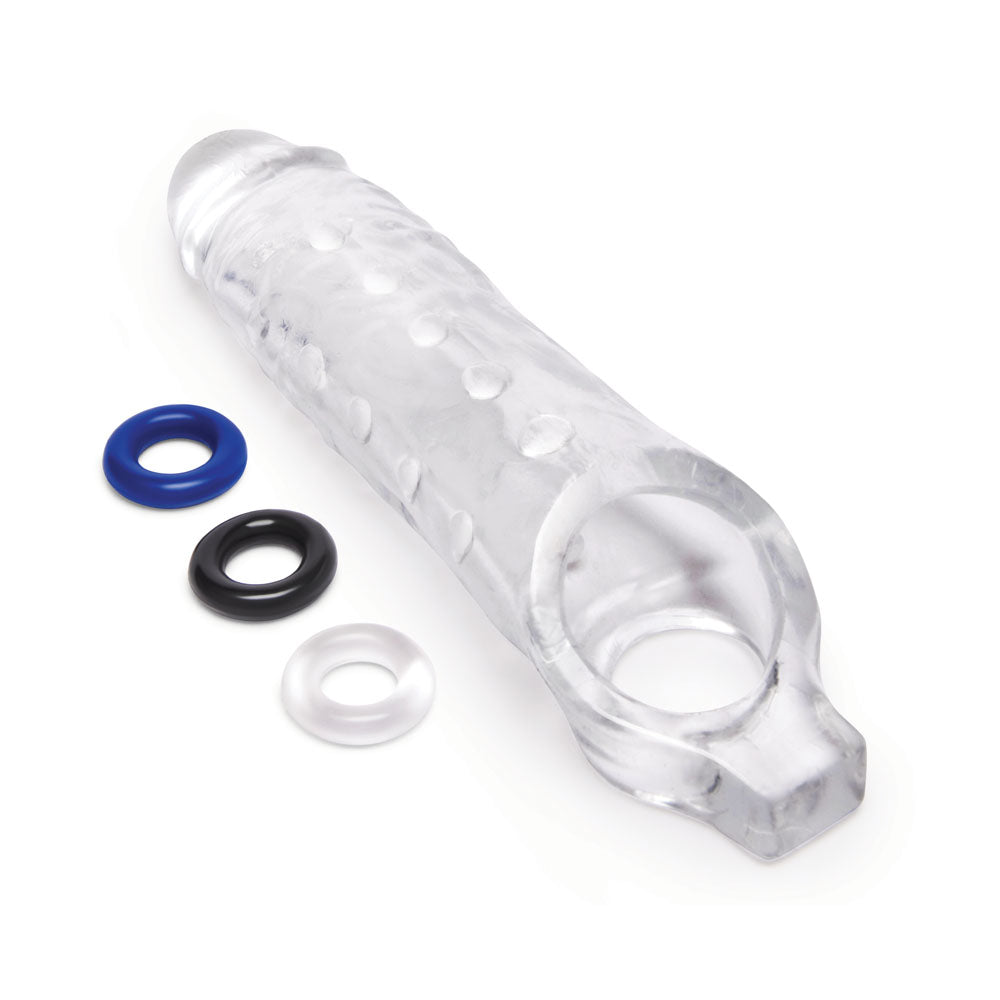 Size Up 1" See-Thru Stretch Penis Extender - Clear 2.5cm Penis Extension Sleeve