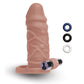 Size Up Vibrating 1" Penis Extender + Ball Loop - Tan 2.5cm Vibrating Penis Extension Sleeve