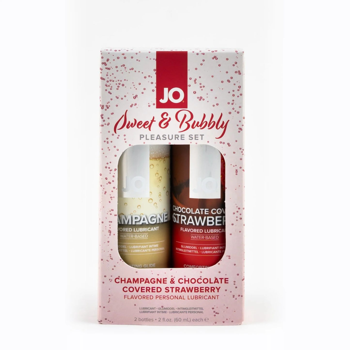 JO Sweet & Bubbly Gift Set Champagne & Chocolate Strawberry Lubricant 2x60ml - 2 Pack