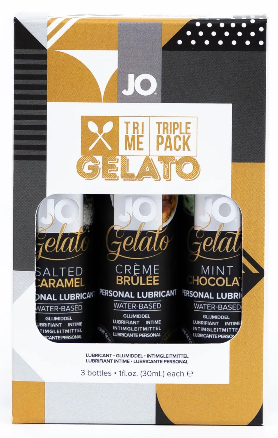 JO Tri Me Triple Pack Gelato Mint Chocolate/Creme Brulee/Salted Caramel Lubricant - 3x30ml