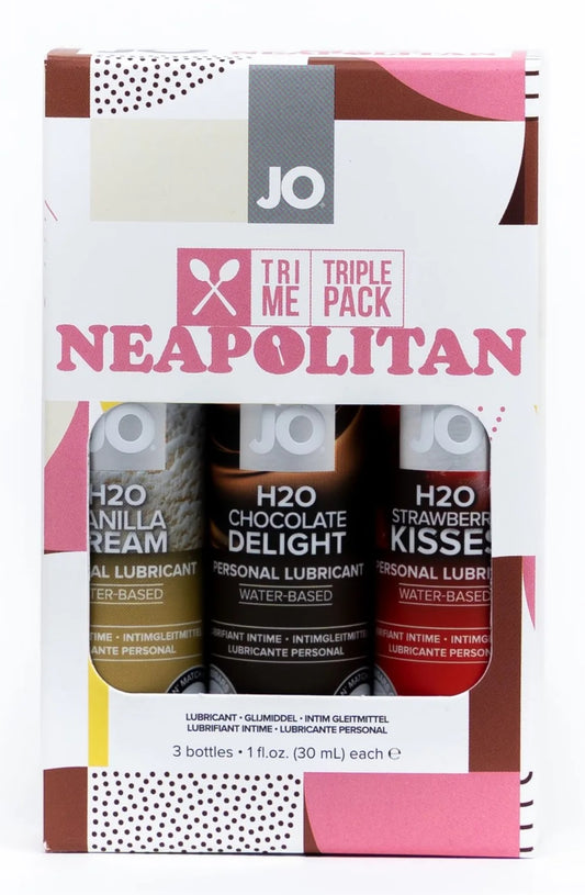 JO Tri Me Triple Pack Neapolitan Strawberry/Vanilla Cream/Chocolate Lubricant - 3x30ml