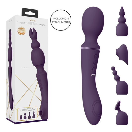 Shots Toys | VIVE Nami Purple 32 cm USB Rechargeable Massager Wand w Pulse Wave