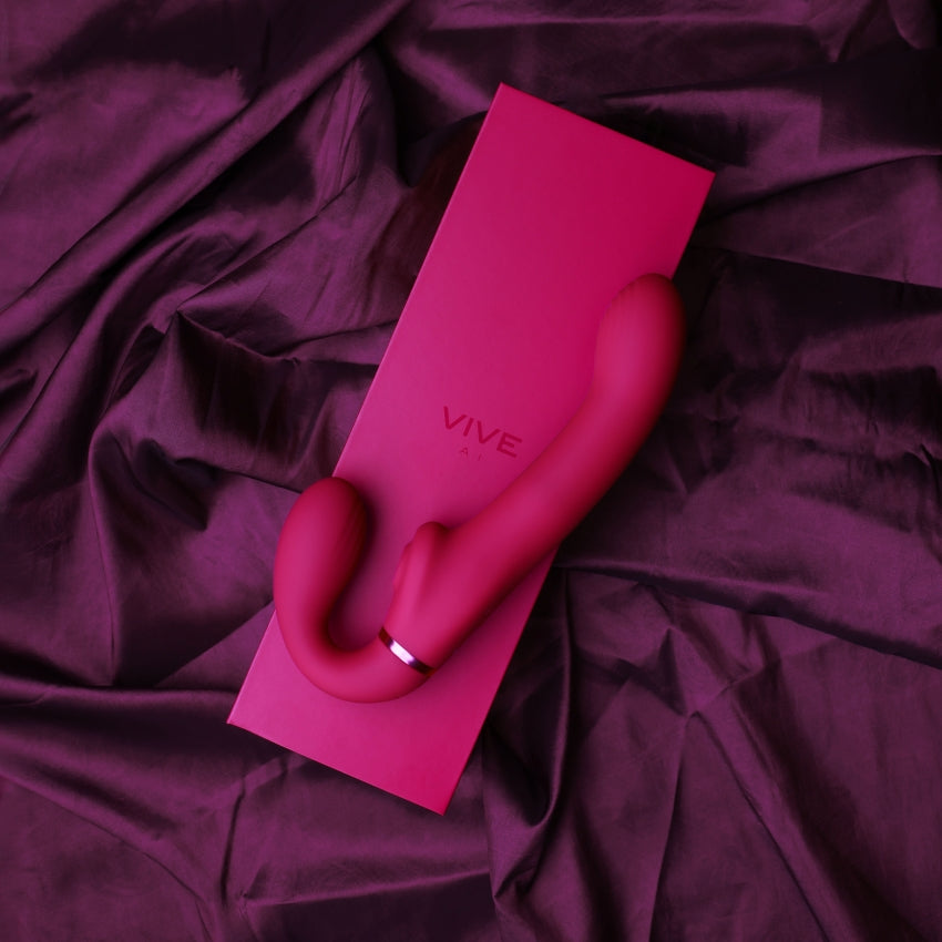 Shots Toys | VIVE AI Dual Vibrating & Air Wave Tickler Strapless Strapon Pink