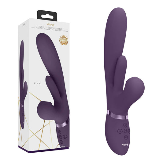 Shots Toys | VIVE Ena - Purple 25cm USB Rechargeable Thrusting Vibrator w Air Wave Stimulator