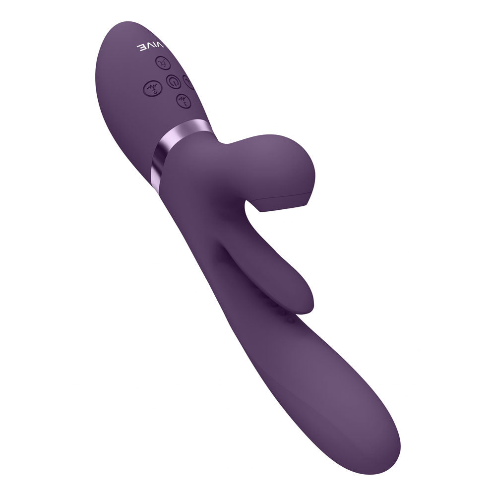 Shots Toys | VIVE Ena - Purple 25cm USB Rechargeable Thrusting Vibrator w Air Wave Stimulator