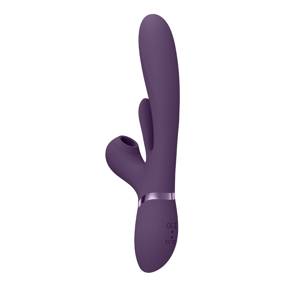 Shots Toys | VIVE Ena - Purple 25cm USB Rechargeable Thrusting Vibrator w Air Wave Stimulator