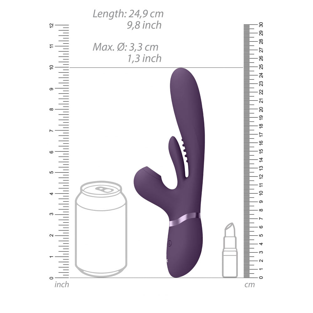 Shots Toys | VIVE Ena - Purple 25cm USB Rechargeable Thrusting Vibrator w Air Wave Stimulator