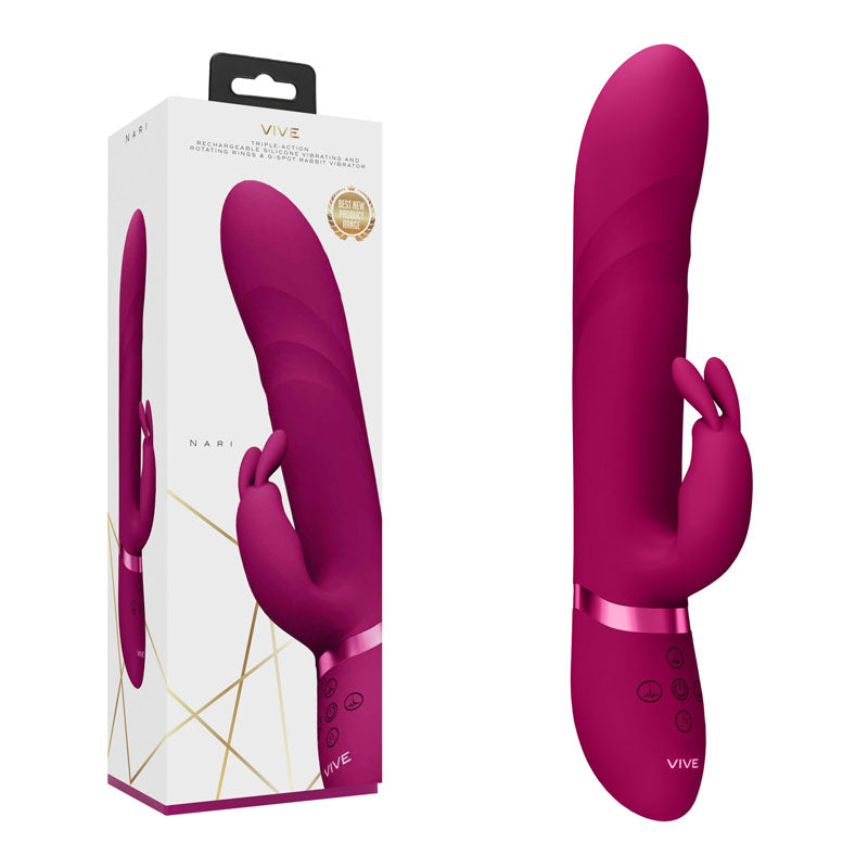 Shots Toys | VIVE Nari Vibrating and Rotating Beads, G-Spot Rabbit Vibrator Pink