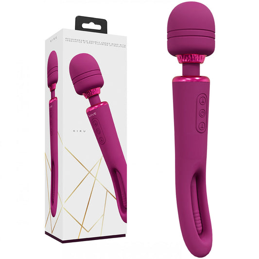 Shots Toys | VIVE Kiku - Pink 25.2cm USB Rechargeable Dual End Massage Wand with Flapping Tip