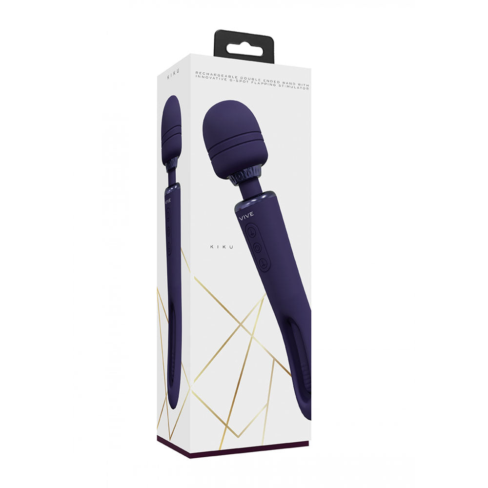 Shots Toys | VIVE Kiku - Purple 25.2cm USB Rechargeable Dual End Massage Wand with Flapping Tip