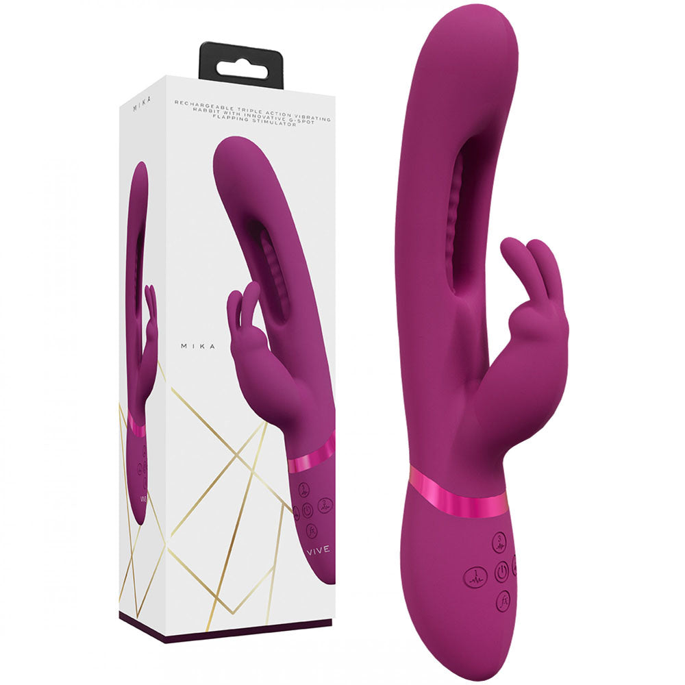 Shots Toys | VIVE Mika - Pink 23.2cm USB Rechargeable Rabbit Vibrator with Flapping Shaft