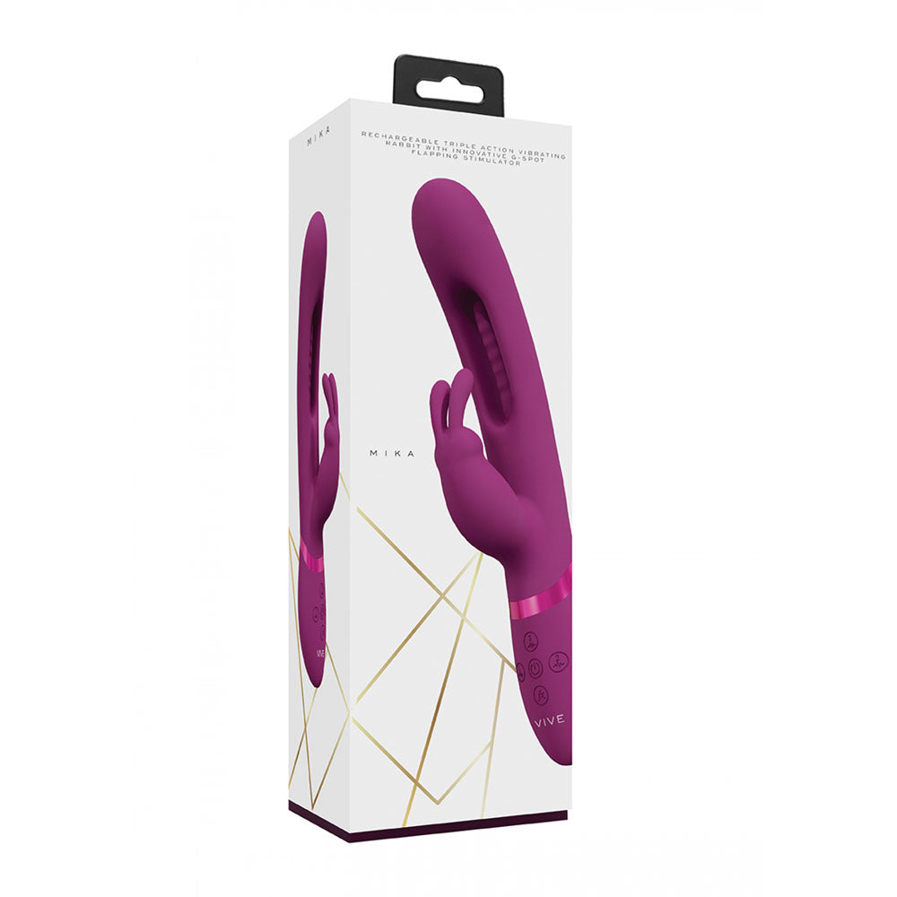 Shots Toys | VIVE Mika - Pink 23.2cm USB Rechargeable Rabbit Vibrator with Flapping Shaft