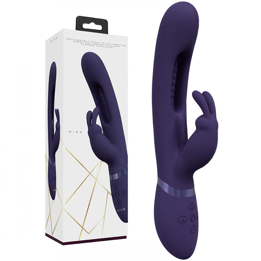 Shots Toys | VIVE Mika - Purple 23.2cm USB Rechargeable Rabbit Vibrator with Flapping Shaft