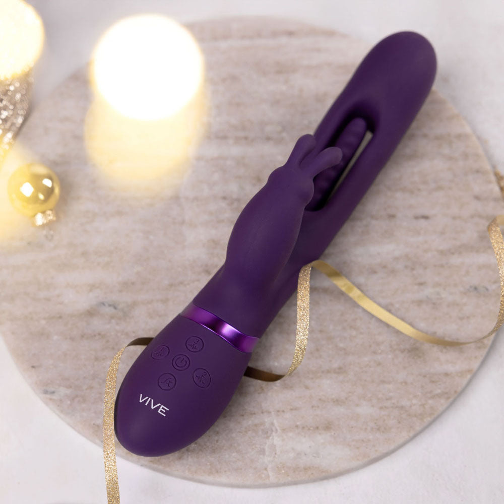 Shots Toys | VIVE Mika - Purple 23.2cm USB Rechargeable Rabbit Vibrator with Flapping Shaft