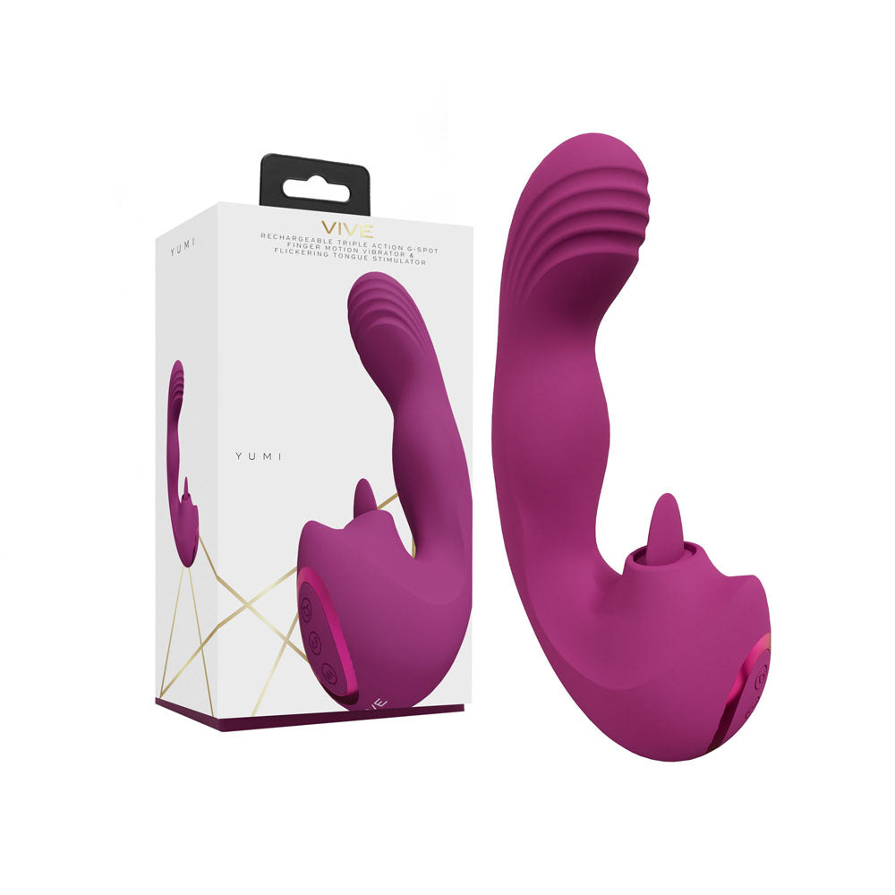 Shots Toys | VIVE Yumi - Pink USB Rechargeable Triple Motor Vibrator Flickering Tongue