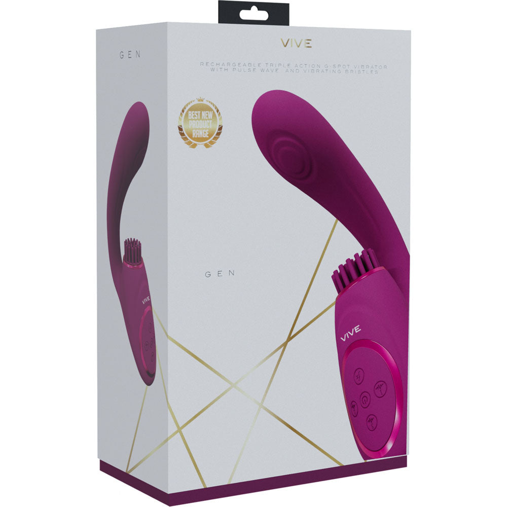 Shots Toys | VIVE Gen Triple Motor G-Spot Vibrator w Pulse Wave and Vibrating Bristles Pink