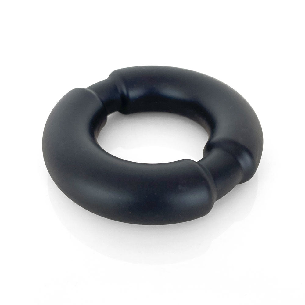 VERS Liquid Silicone Weighted Steel Core C-Ring Black Cock Ring with Steel Core