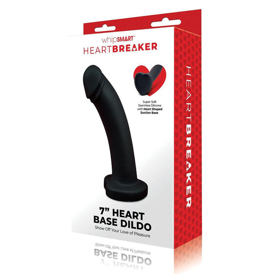 WhipSmart Heartbreaker 7" Heart Base Dildo - Black 17.8cm Dong with Heart Shaped Base