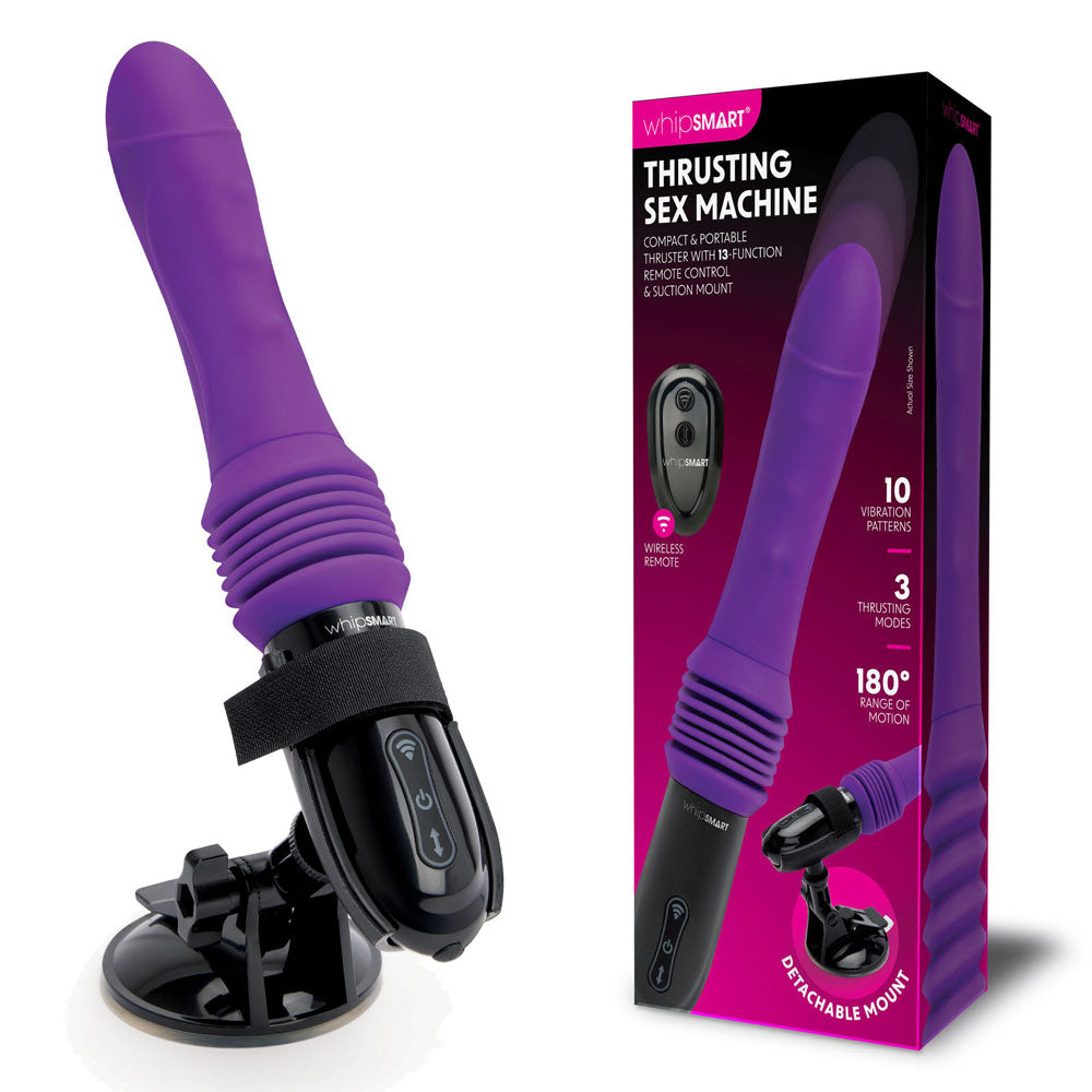 WhipSmart Thrusting Sex Machine Purple 23cm USB Rechargeable Thrusting Vibrator