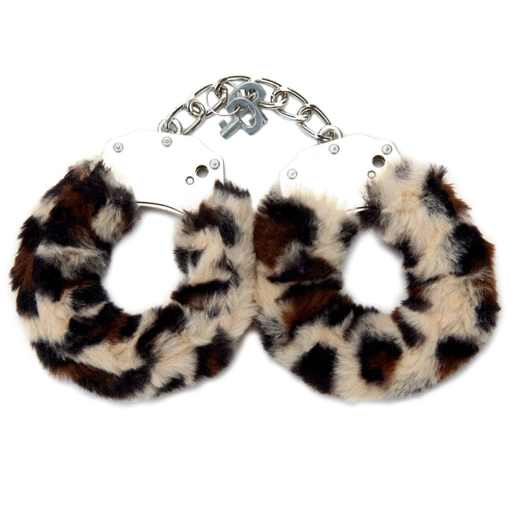 WhipSmart Classic Furry Cuffs with Bonus Satin Blindfold Leopard