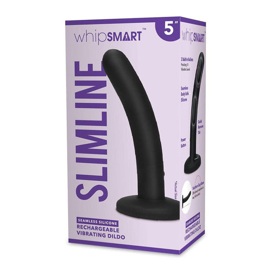 WhipSmart 5" Slimline Rechargeable Vibrating Dildo Black