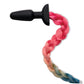 WhipSmart Furry Tales Silicone Rainbow Tail - Black 8.9cm Butt Plug with Rainbow Tail