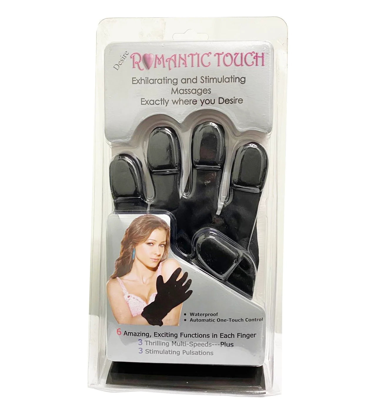 Desire Romantic Touch Massage Gloves 6  Vibration Functions - Black