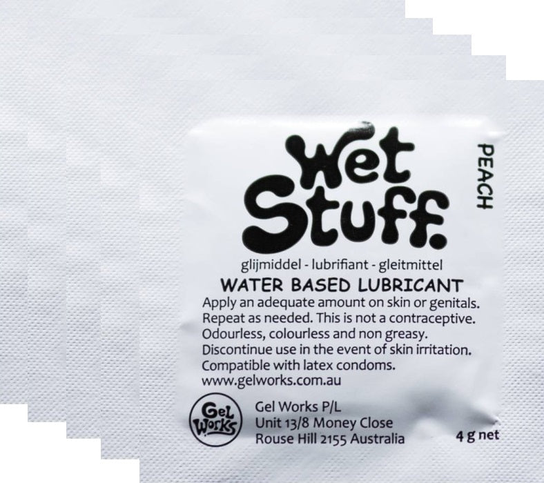 Wet Stuff Peach Water Based Lubricant Sample Travel Sachets 4g (100 Pack)