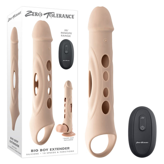 Zero Tolerance BIG BOY EXTENDER - Light Flesh USB Rechargeable Vibrating Penis Extension Sleeve