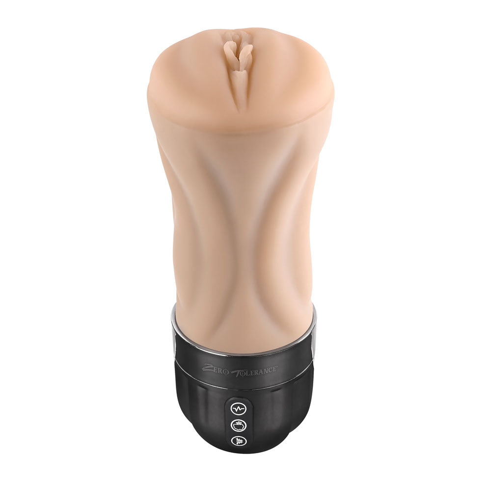 Zero Tolerance TIGHT LIPPED - Light Flesh USB Rechargeable Vibrating Stroker