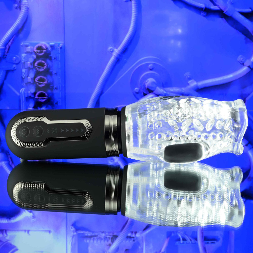 Zero Tolerance THRILL RIDE - Clear USB Rechargeable Thrusting, Rotating & Vibrating Stroker