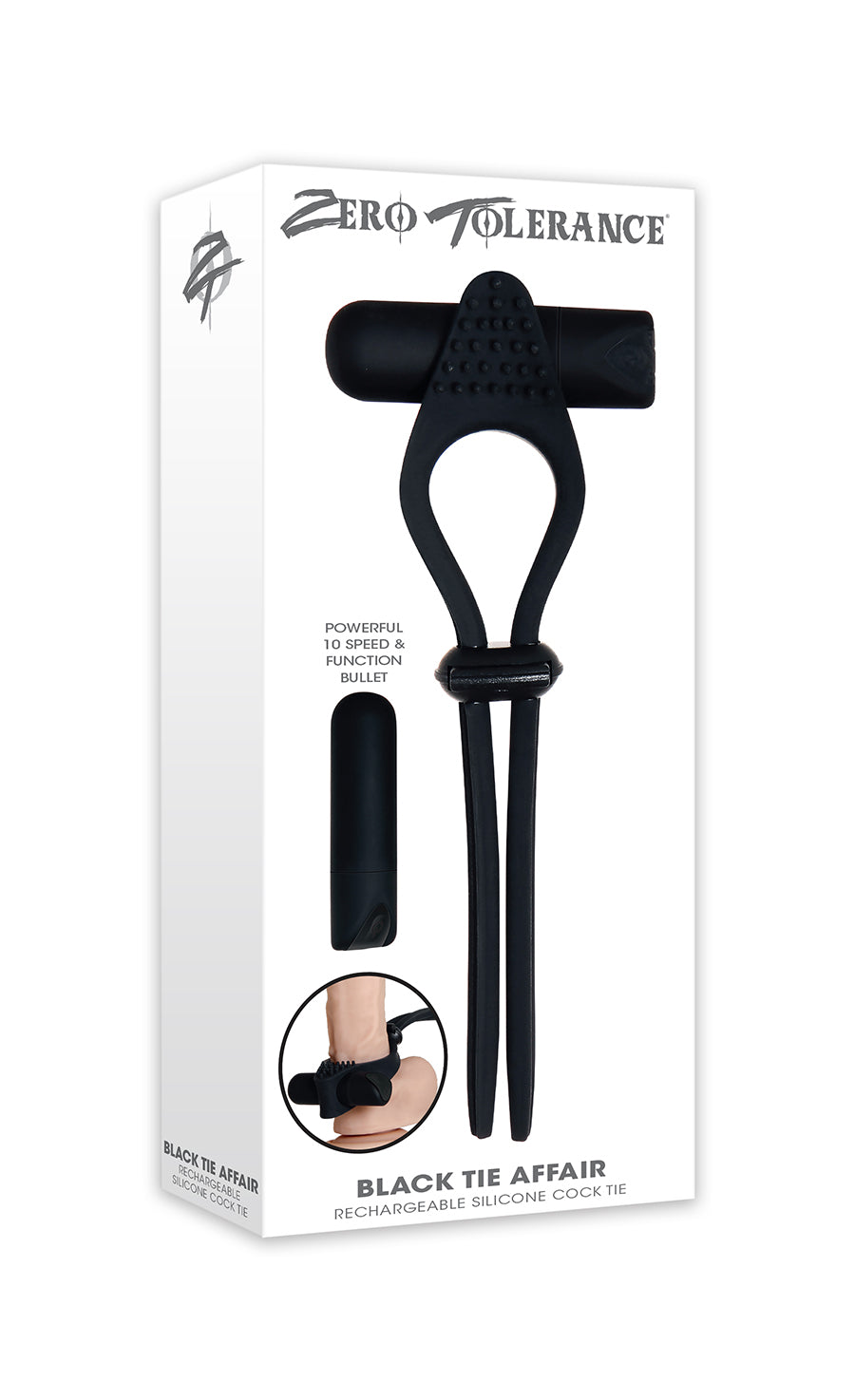 Zero Tolerance Black Tie Affair - Black USB Rechargeable Vibrating Lasoo Cock Ring