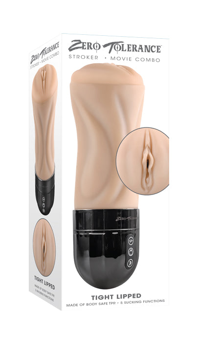 Zero Tolerance TIGHT LIPPED - Light Flesh USB Rechargeable Vibrating Stroker