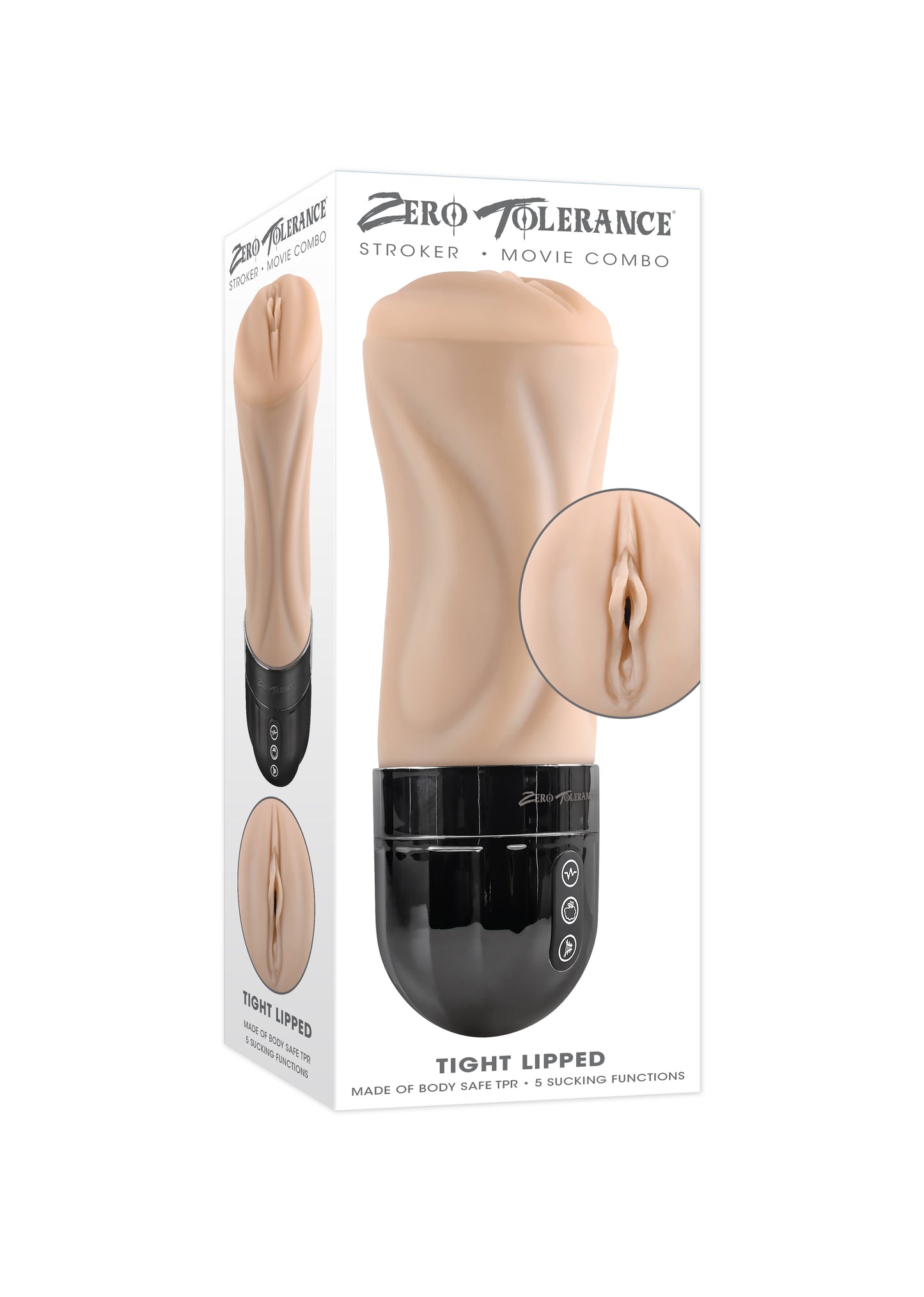 Zero Tolerance TIGHT LIPPED - Light Flesh USB Rechargeable Vibrating Stroker