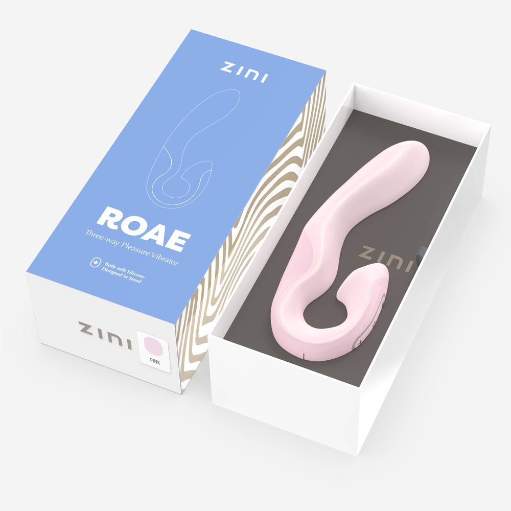 Zini Roae - Pink 19.5cm USB Rechargeable Three-Way Pleasure Vibrator