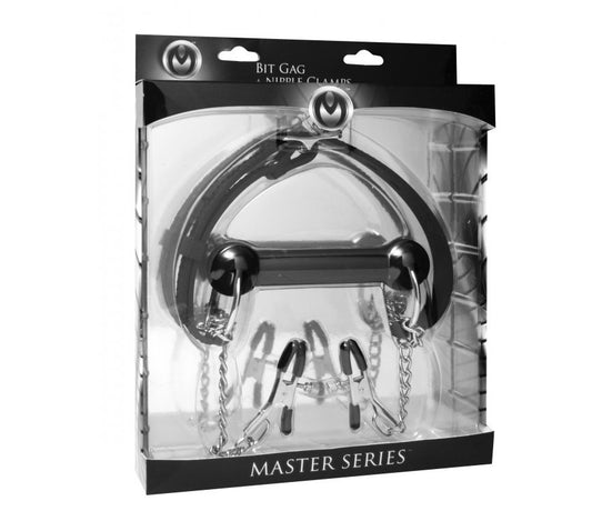 Master Series Equine Silicone Bit Gag With Nipple Clamps