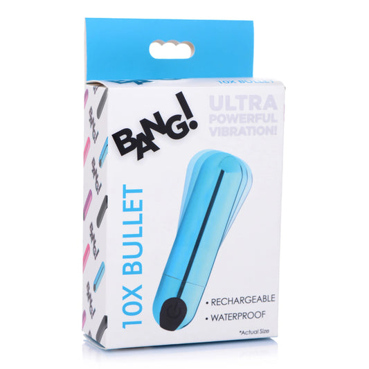 XR Brands | BANG! 10X Rechargeable Vibrating Metallic Bullet - Blue