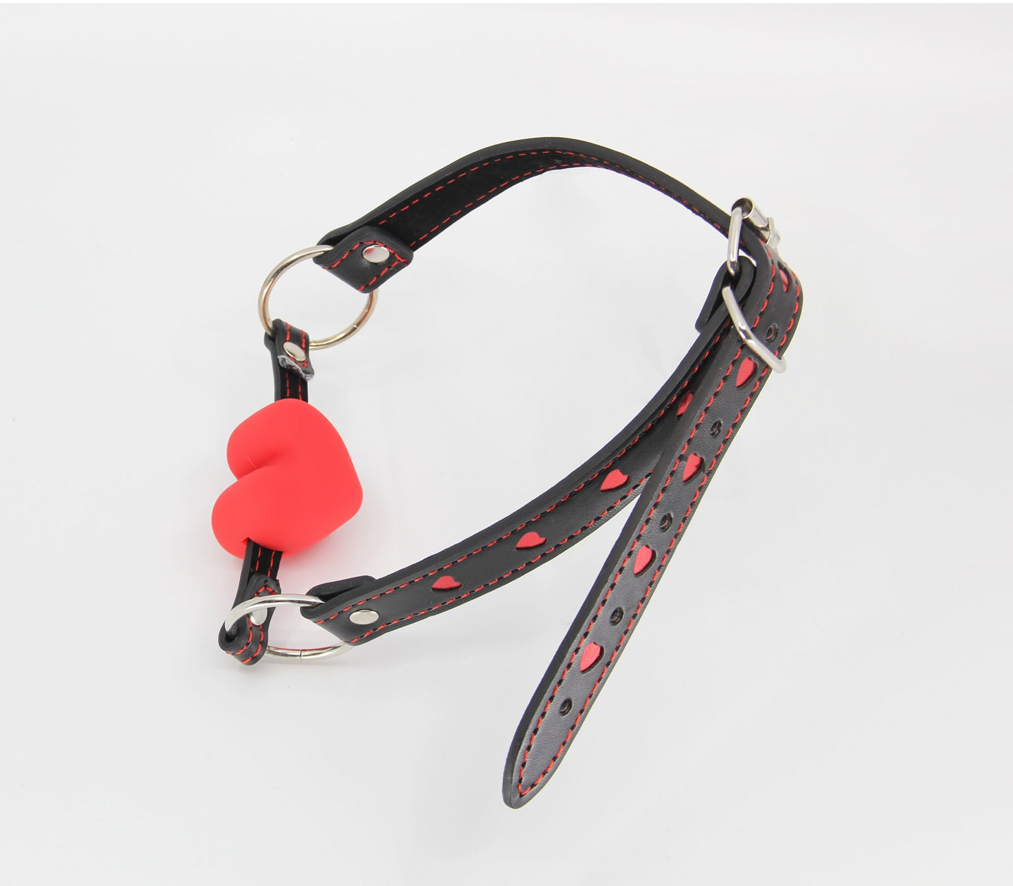 Love In Leather Heart Inlay Faux Leather Gag With Solid Heart Mouth Piece B-GAG01A