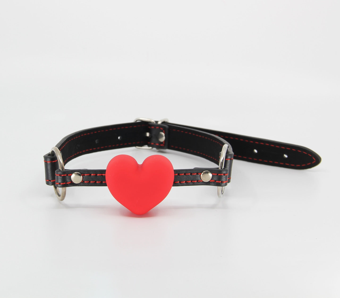 Love In Leather Heart Inlay Faux Leather Gag With Solid Heart Mouth Piece B-GAG01A