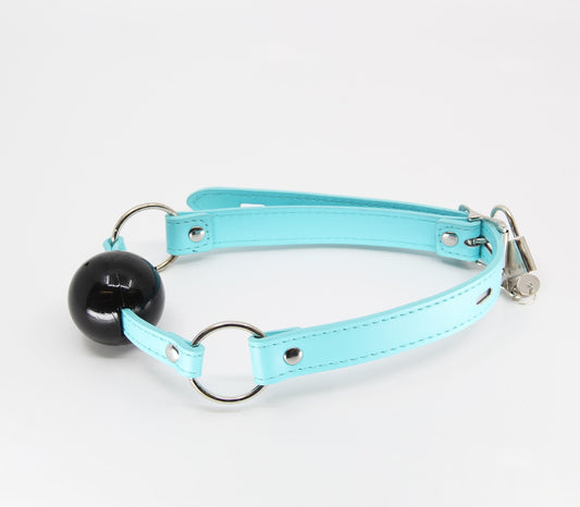 Love In Leather Turquoise Faux Leather Gag With Solid Rubber Ball B-GAG22