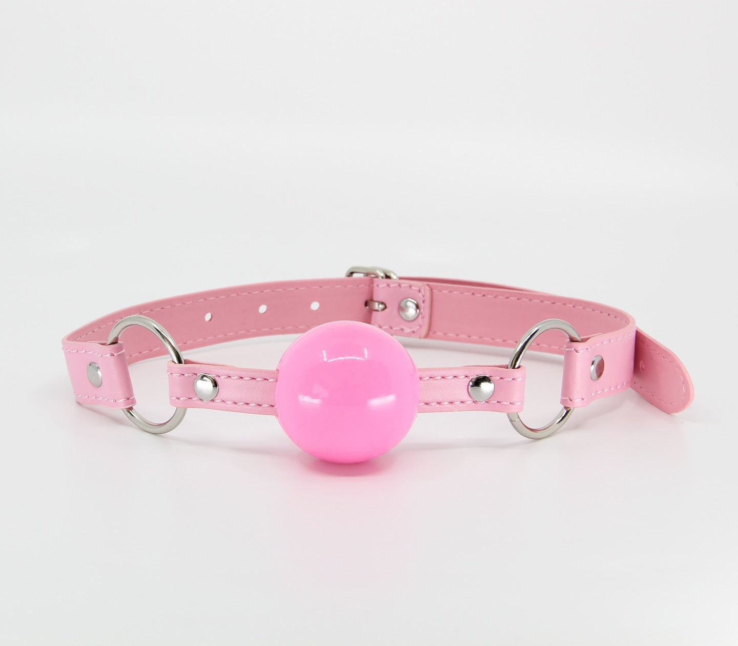 Love In Leather Pink Faux Leather Gag With Solid Rubber Ball B-GAG40