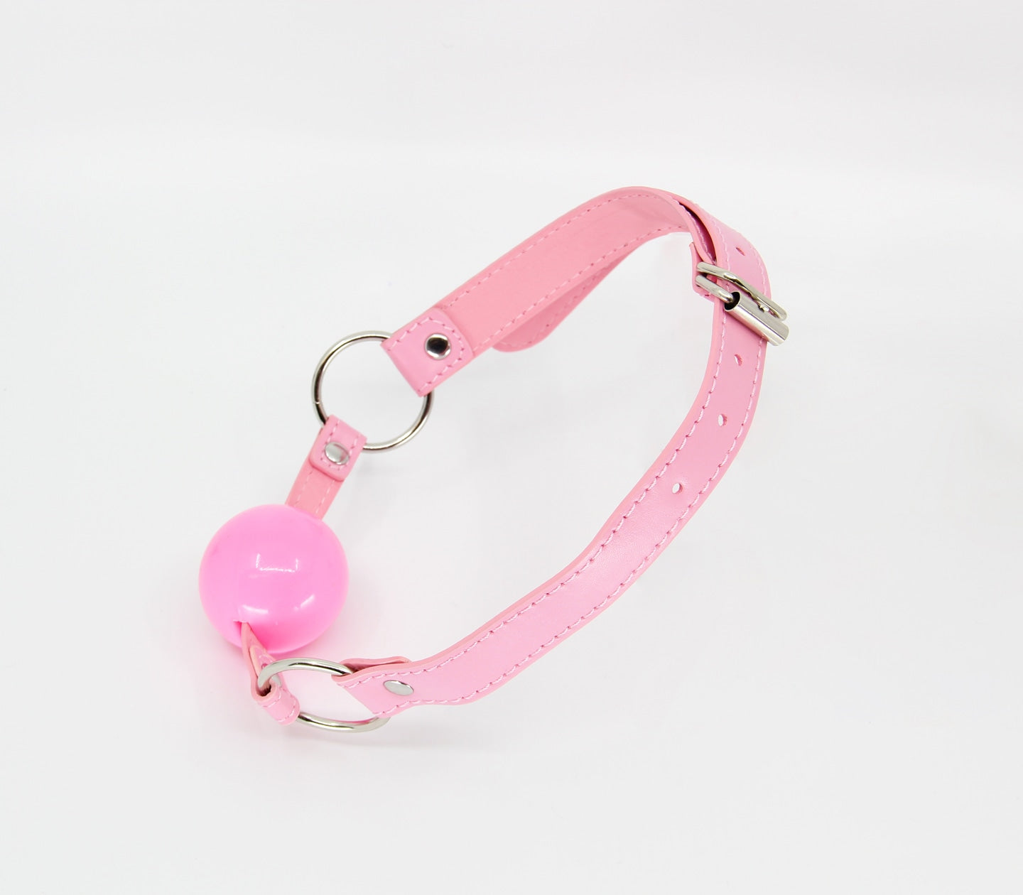 Love In Leather Pink Faux Leather Gag With Solid Rubber Ball B-GAG40