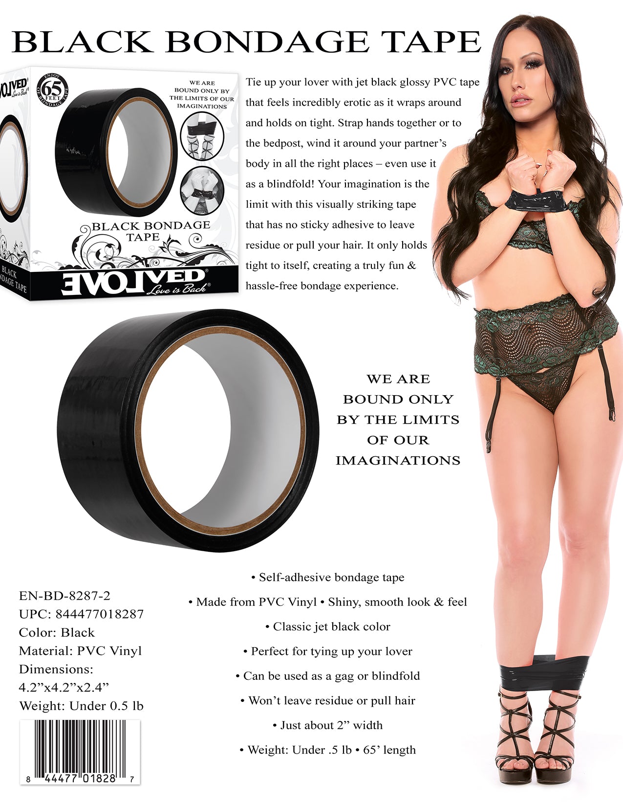 Evolved Black Bondage Tape - 20 metre length