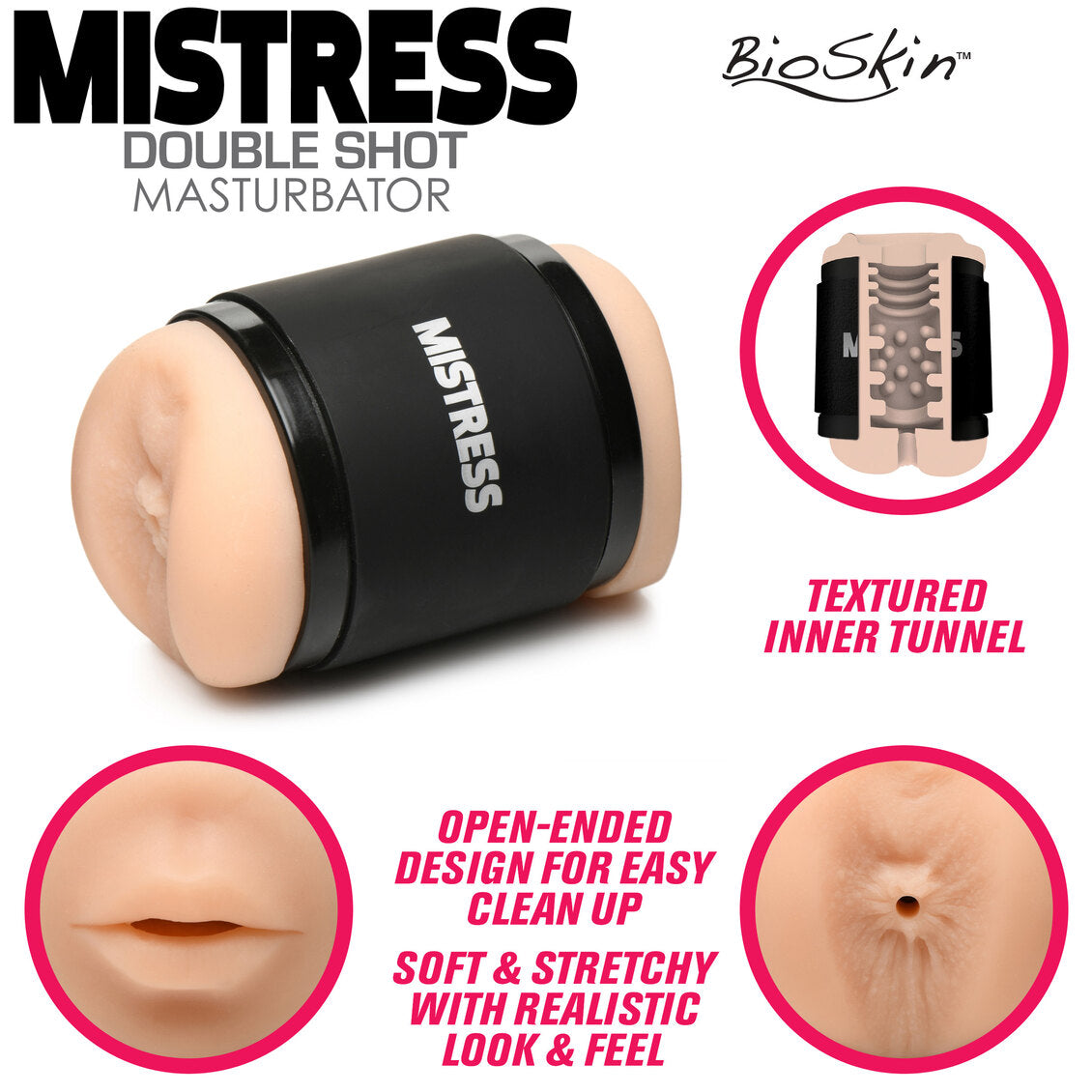 Curve Toys | Mistress Double Shot Mini Masturbators Ass & Mouth (Light Tone)