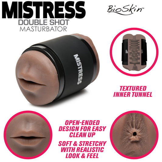 Curve Toys | Mistress Double Shot Mini Masturbators Mouth & Pussy (Dark Tone)